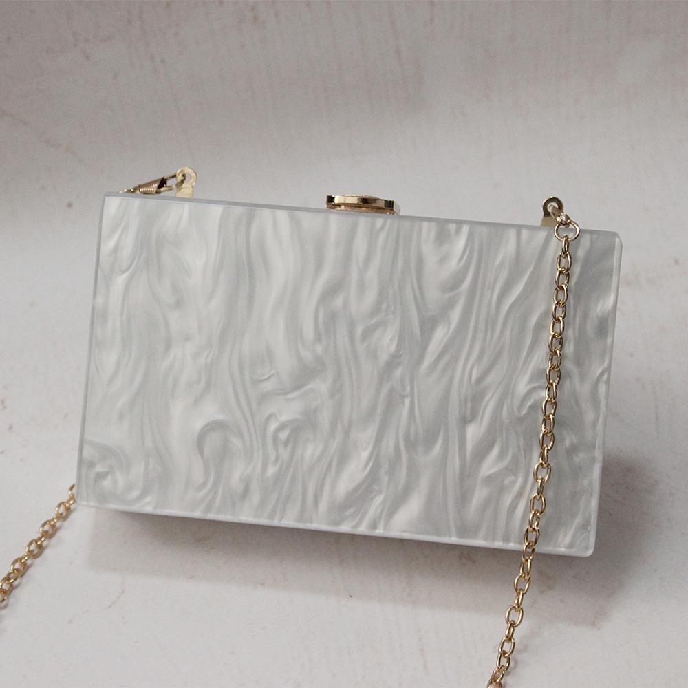 New Fashion Accessory Women Cute Bag Acrylic White Solid Night Dinner Handbag Woman Wedding Evening Bag Trendy Party Clutch Purse