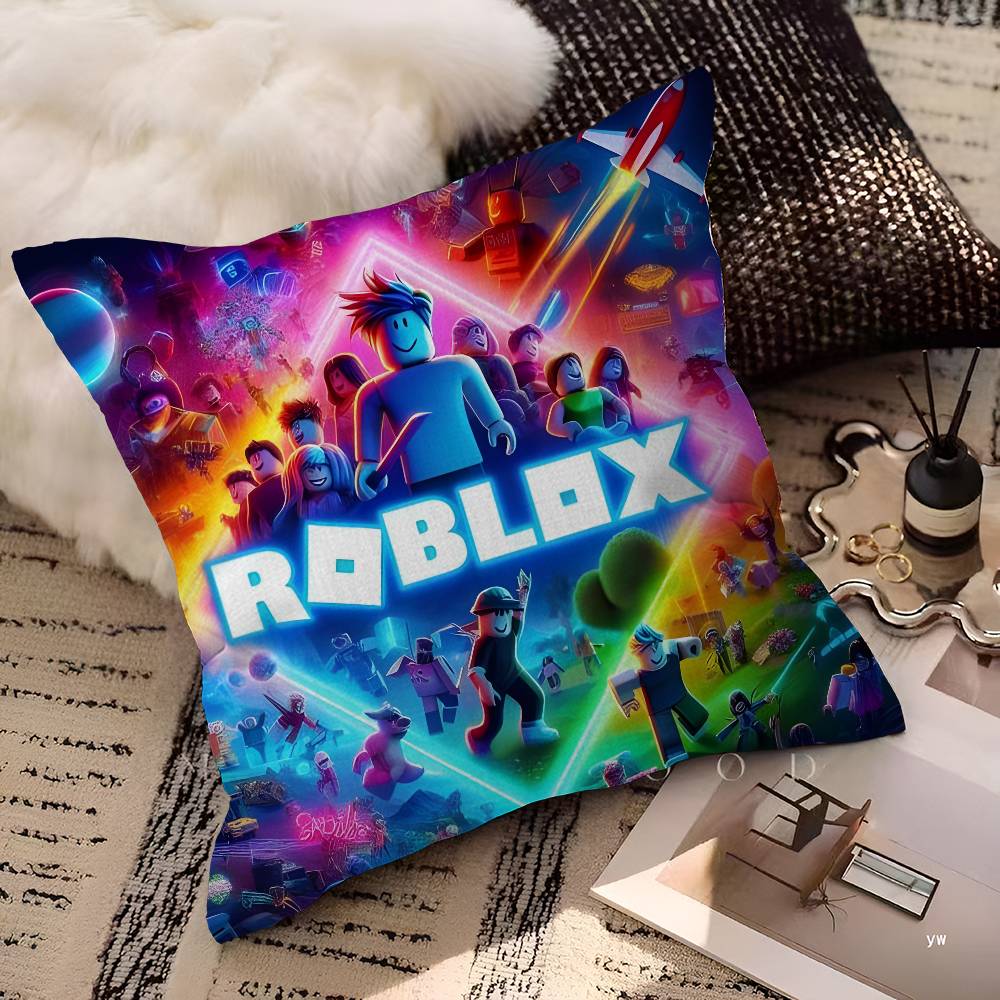 Hot Game R-Robloxs-X Cool Pillow Covers Cartoon Sofa Decorative Home Double-sided Printing Short Plush Cute Cushion Cover