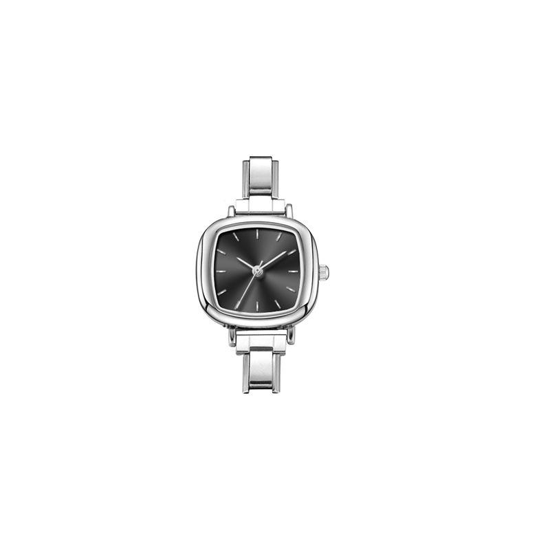 Ins Rounded Square Trend Retro Square Dial Quartz Watch For Men Women Stainless Steel Link Band Simple Daily StudentFashionWrist