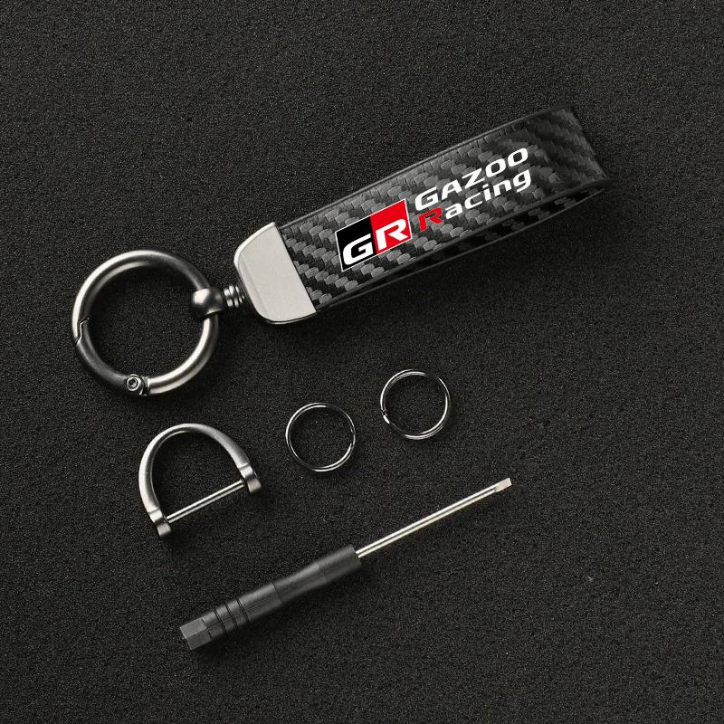 

Car Carbon Fiber Style Keychain Microfiber Leather Key Chain For Toyota GR GAZOO RACING Sport Toyota Yaris Hilux Corolla Prius чёрный