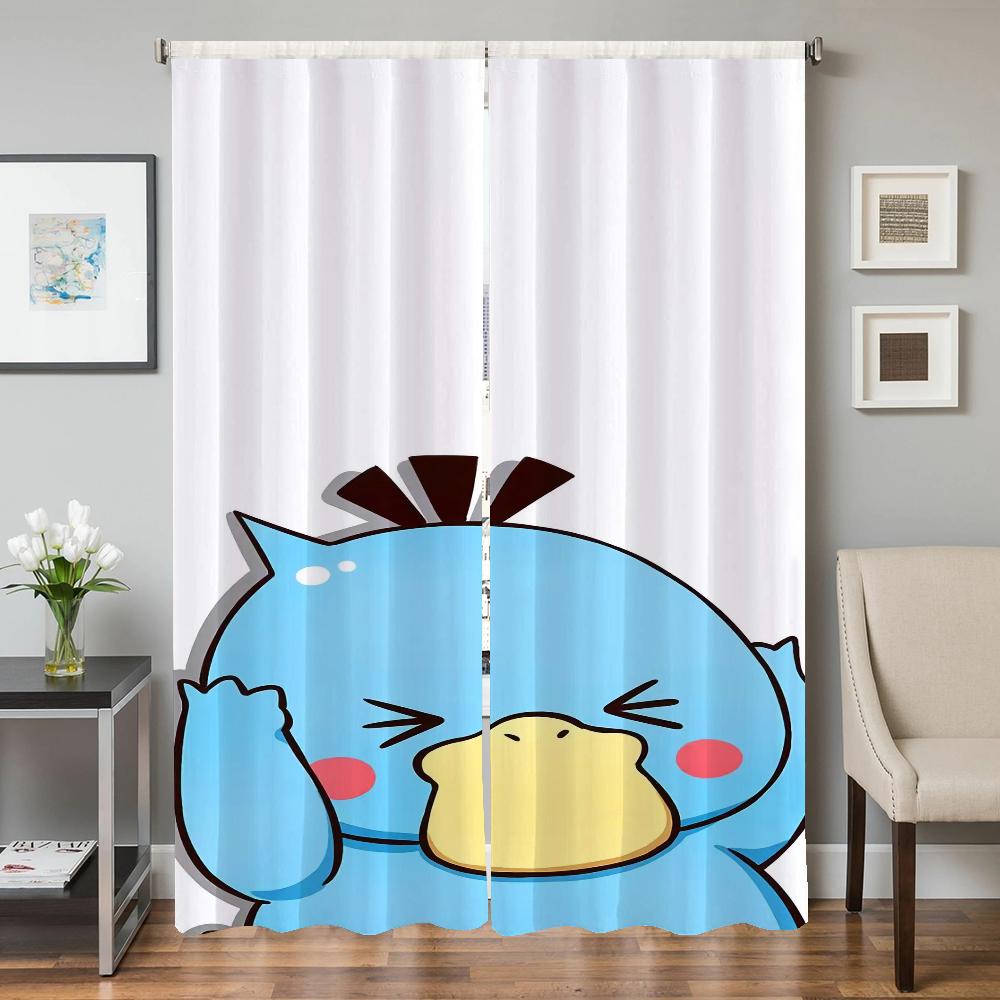 Home Interior Kitchen Curtains for Living Room 2 Pieces Blackout Curtains Door Curtain P-psyduck Partition Bedroom Decoration