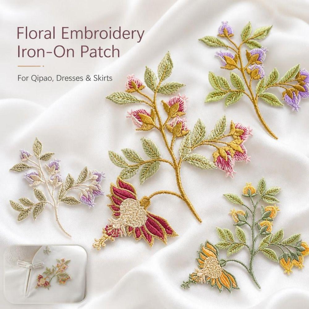 Elegant Iron-On Patches Stylish Floral Patches Decorative Embroidery Appliques  Clothing Decoration