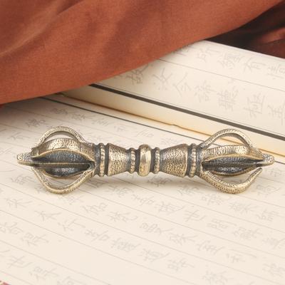 Antiker Messing Tibeter Vajra Handgehaltenes Religiöses Ritualinstrument Fünfzackiger Stößel Handwerk Altes Kupfergeschirr Großhandel