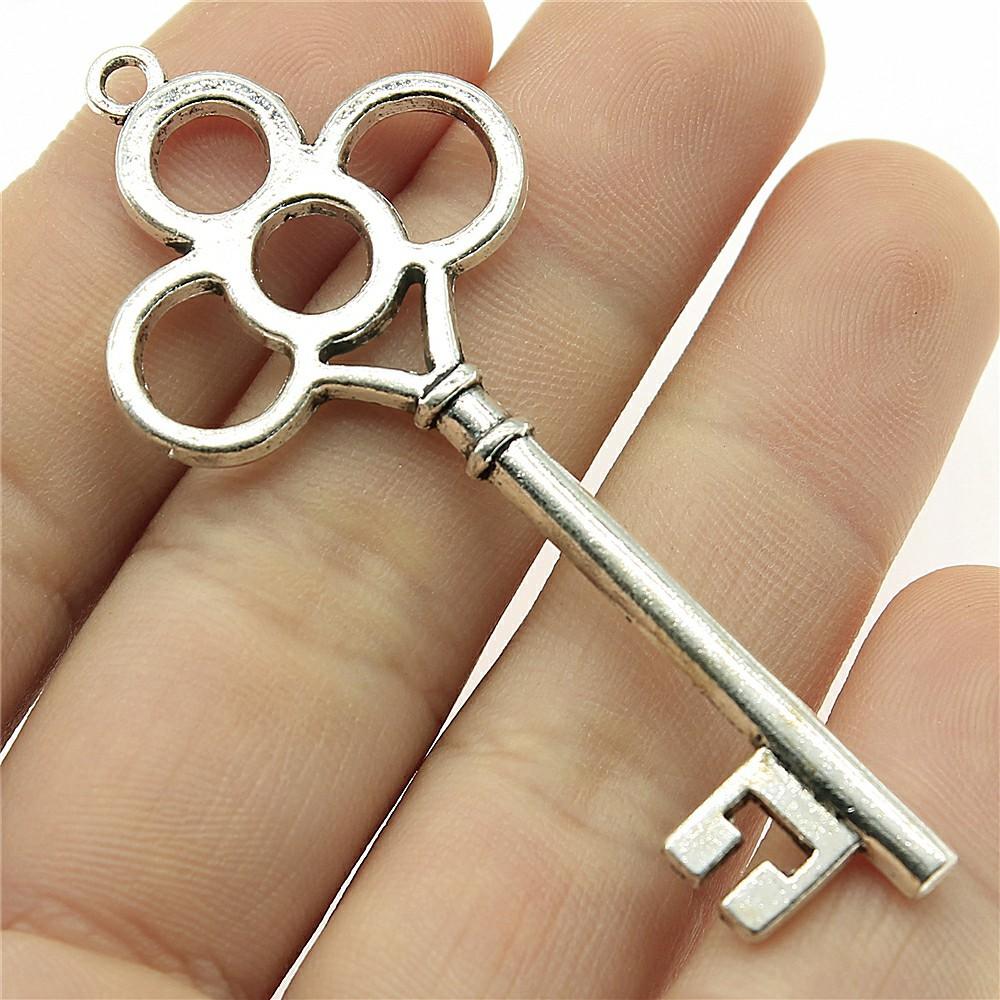 2pcs Charms Key Antique Silver Color Vintage Key Charms Pendant Jewelry Retro Key Charms For Jewelry Making