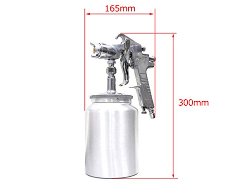 Professional Air Spray Gun, 2.0mm Nozzle Diameter, 1000cc Lower Cup, Suction Type, Adjustable Pattern, Air Volume, and Discharge Rate