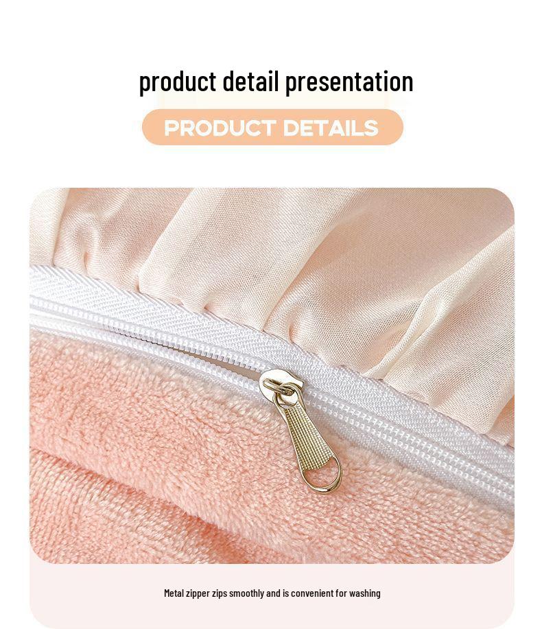 Koreanisches Prinzessinnen-Spitzenrand-Milchsamt-4-teiliges Set: Antistatische Korallenfleece-Bettlaken & Bettbezug