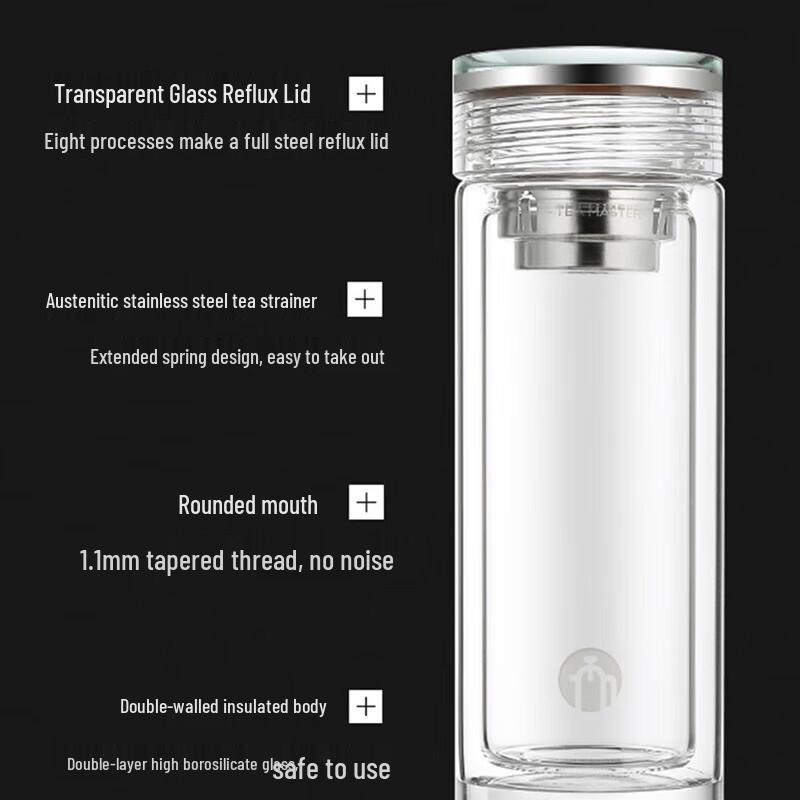 FUGUANG Double Wall Borosilicate Glass Tea Infuser Bottle
