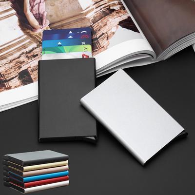 Minimalist Metal Pop Up Card Holder Wallet - Thin Slim Men's Luxury Small Purse and Card Protector Case