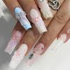 2024 Pinch Flower Style Removable High-Quality Wearable Fake Nail Pieces with Extended Water Pipe Design.