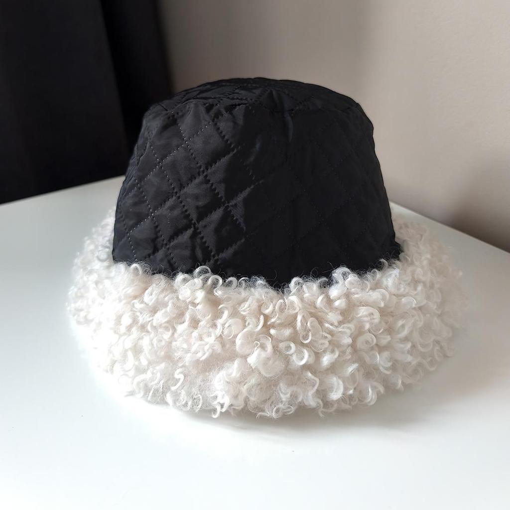 Cappello da pescatore invernale da donna in lana di agnello, cappello a cloche alla moda, cappello caldo con tesa larga, cappello da donna WGLUVF taglia unica per tutte