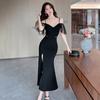 Women's Sexy Black Evening Dress - Elegant, Slim-Fit Summer Banquet Fashion