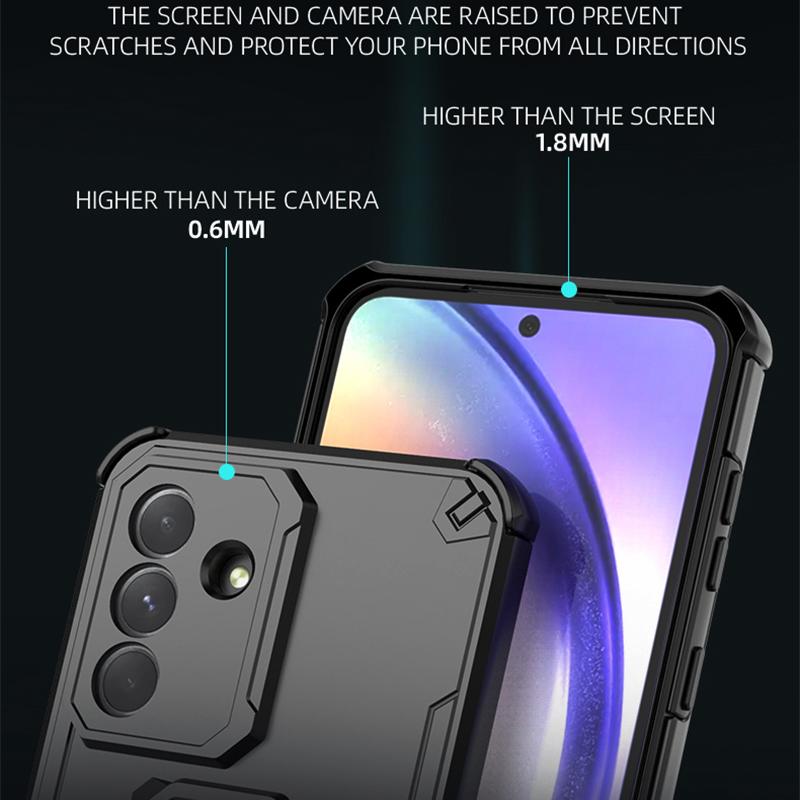 KEYSION Shockproof Armor Case for Samsung A17 5G Silicone+PC Upright Metal Live Ring Stand Phone Back Cover for Galaxy S25 FE 5G