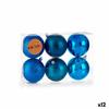 Set of Blue Plastic Christmas Balls 7 X 8 X 7 Cm (12 Units)