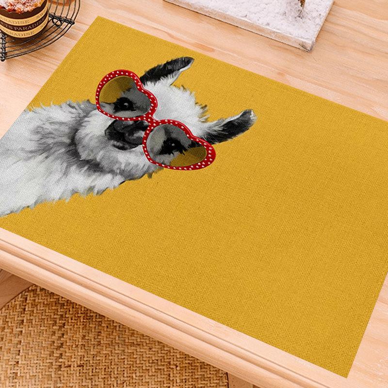 Yellow Minimalist Placemat Linen Insulation No Wash Placemat Heat-resistant Tableware Thermal Insulation Tablecloth