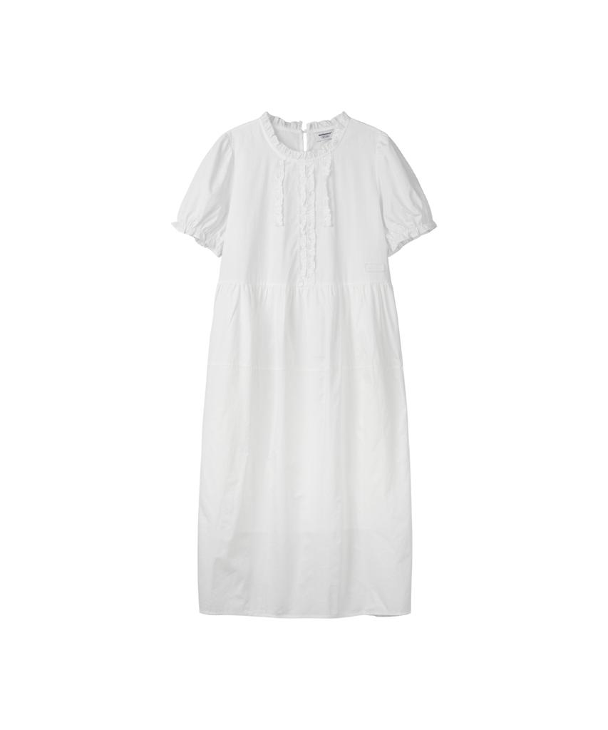 Mellotoli Frill Line Long Dress (White)
