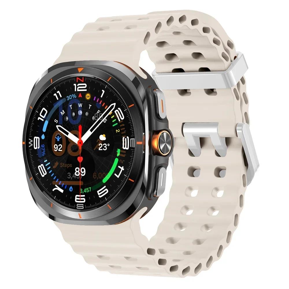 Galaxy Watch Ultra Marine Band Accessories Silicone Sport Bracelet Correa For Samsung Galaxy Watch 7 Ultra 47mm Original Strap