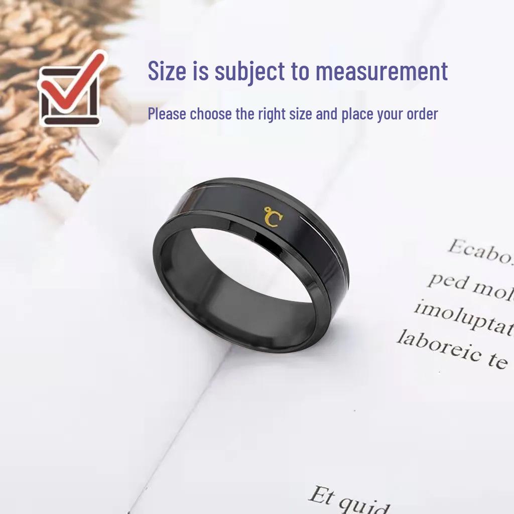 

Кольцо из титановой стали с термочувствительным покрытием в корейском стиле для мужчин - Модное и универсальное. Size 9, 59.5mm
