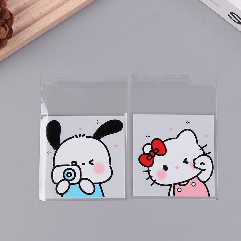 100Pcs Cute Cartoon Printed Opp Clear Packaging Bags Candy Bag Self-Adhesion Storage Bag Diy Gift Pastry Sealable Bag