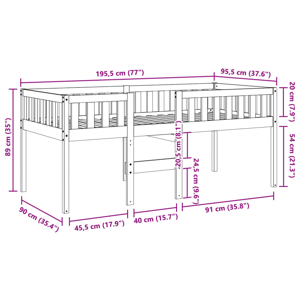 Children s Bed without Mattress White 90x190 cm Solid Pine Wood