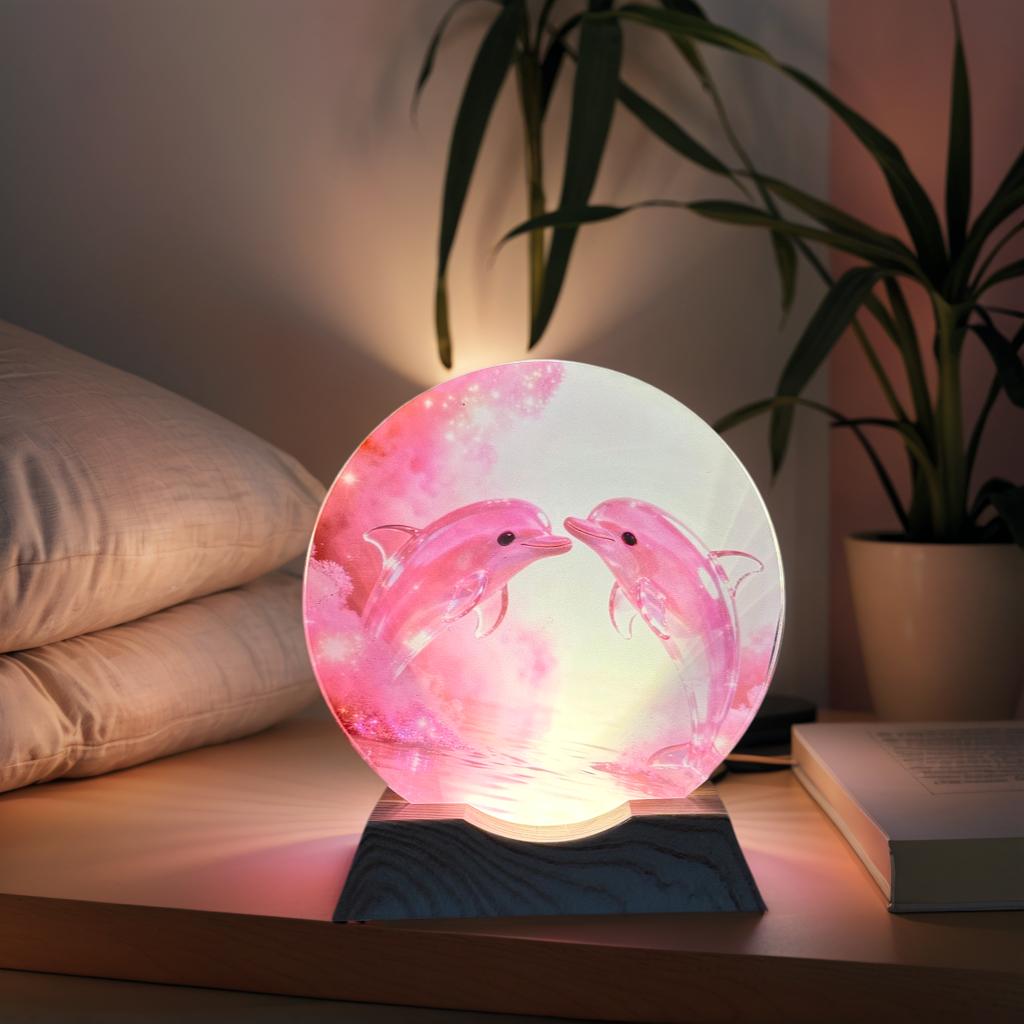 Küssendes Delfin Kristall LED Nachtlicht Streifen Basis - Glas dekorative Lampe mit USB-Stromversorgung, geeignet für Schlafzimmer, Wohnzimmer, bir