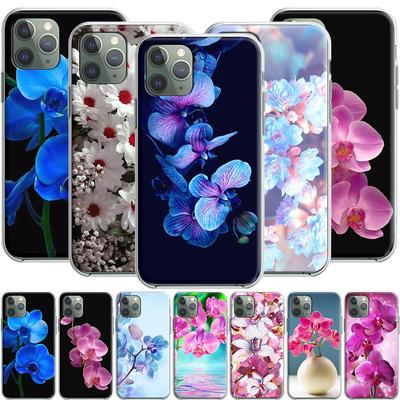 Husă din silicon colorată cu flori de orhidee pentru Apple iPhone 12 Mini 11 Pro SE XS X XR Max 8 7 6S 6 Plus 5S