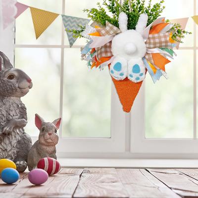 Easter Bunny Wreath Hanging Ornament Holiday Decoration Cute Centerpiece Front Door