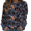 Fashion Women Halloween Print Party Round Neck Long Sleeve Socket Head Tops