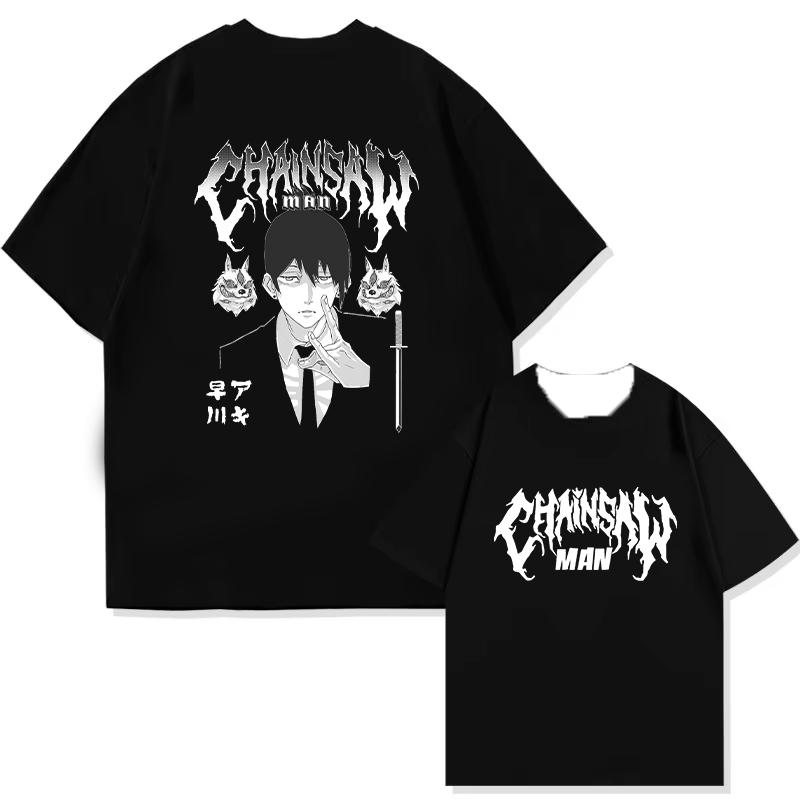 Anime Chainsaw Man T-Shirt Denji Power Manga Graphic Tee Men Summer Short Casual Japanese Cartoon Streetwear T-shirt Comfortable