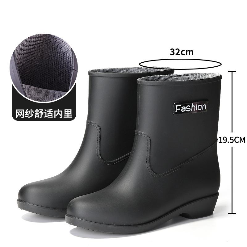 

Модные женские короткие резиновые сапоги с термохлопковой подкладкой, женская обувь для воды для кухни и столовой, ванная комната, нескользящая резиновая обувь, женские резиновые сапоги для воды 41