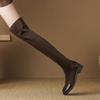 Krazing Pot Flock Autumn Winter Shoes Low Heels Size 43 Long Boots Slip On Stretch Over-the-knee Boots