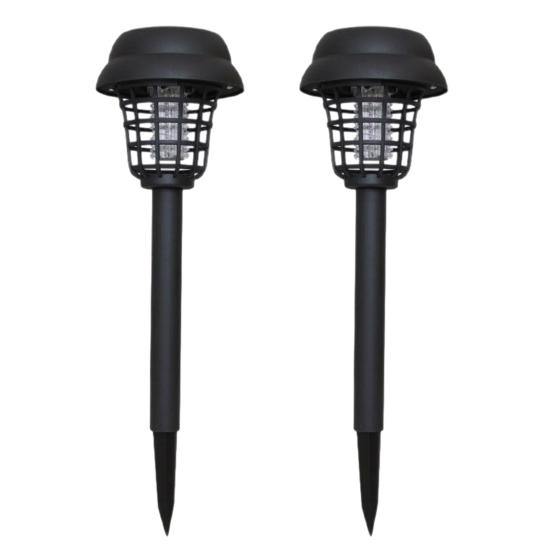 jijijing Solar Mosquito Zapper, Outdoor Flying Insect Waterproof Powered Trap for Moths, Flies, Gnats 2pcs