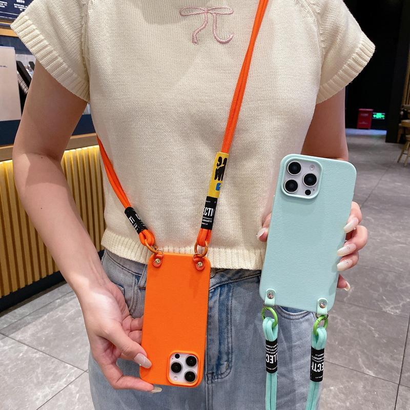 Modny pokrowiec na ramię z TPU, miękki, na iPhone'a 16 Pro Max 15 Plus 14 Pro 13 12 11, prosty pasek, odporny na wstrząsy, matowy, smukły pokrowiec na telefon