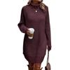 Autumn Fashion Turtleneck Pullover Women Dress Winter Warm Knitted Long Sleeve Knitwear Solid Elegant Sweater Dresses 30302
