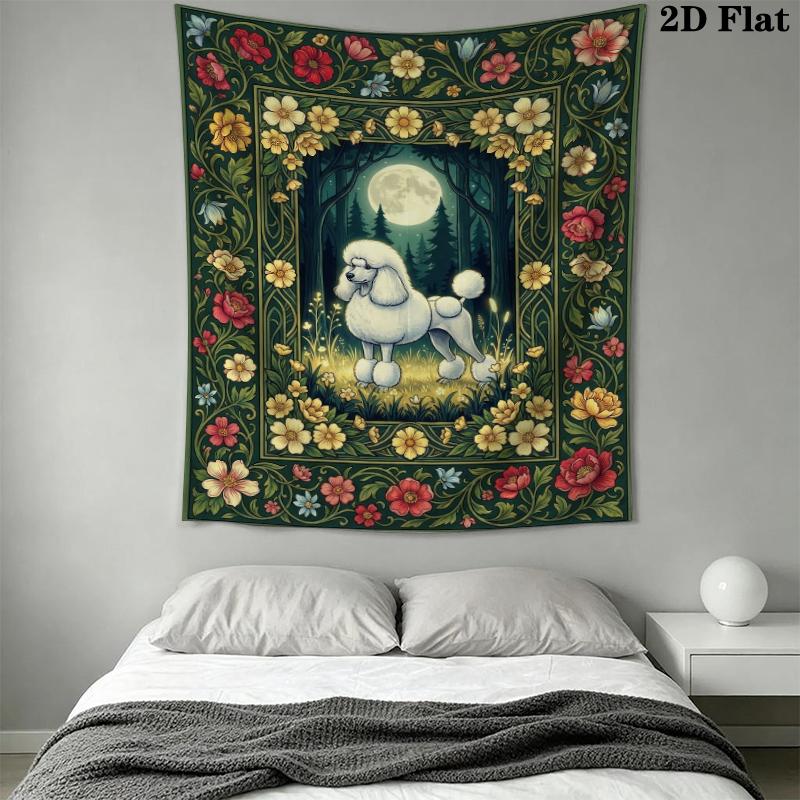 Poodle Wall Tapestry Aesthetic Wall Hanging Printed Fabric Blanket Decorative Tapestries for Bedroom Living Room Home Decor