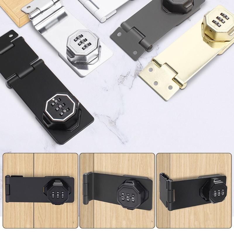 Security Slide Bolt with Build In Combination Lock 5inch Metal Hasp Multipurpose Door Lock for Cabinets & Small Door