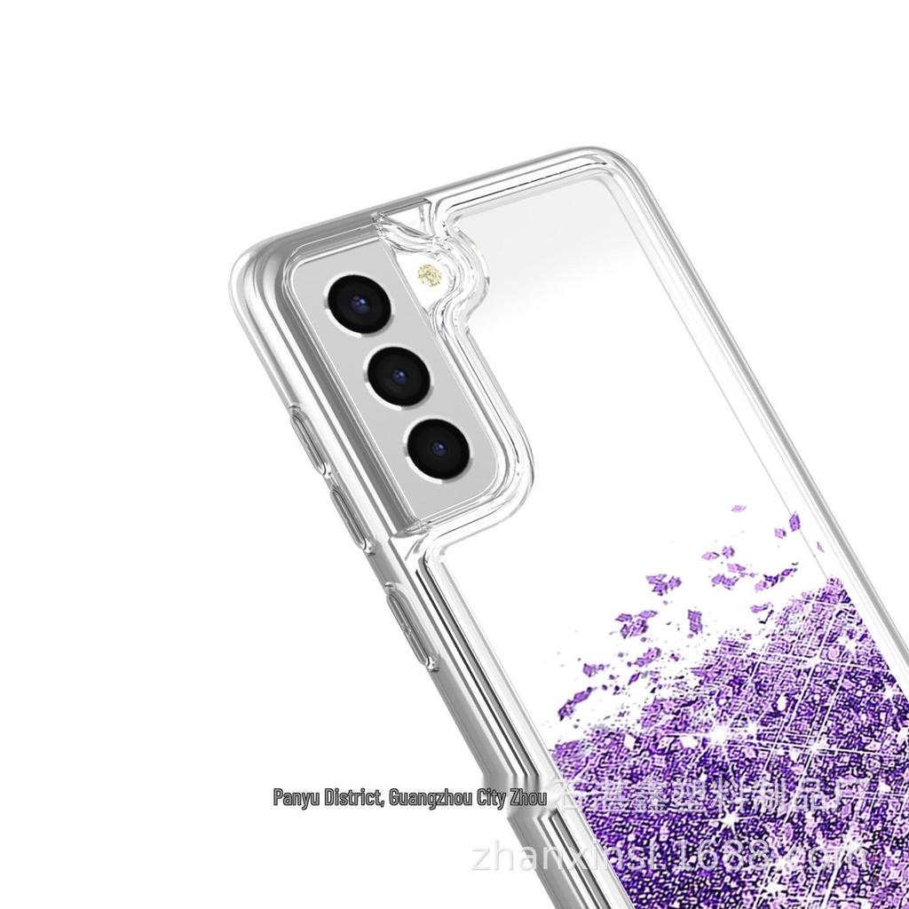 Samsung S21FE Heart-Shaped Glitter Liquid Phone Case with Flowing Sand Design for S22 PRO