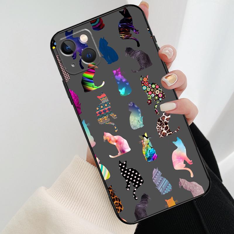Cute Cartoon Cats Collage Phone Case For iPhone 17 Pro Max 14 13 12 11 15 16 Pro Max mini 15 16 Plus 16e 17 Air Cover