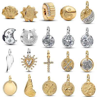 New Copper&Gold Plated Star&Moon Plum Blossom Cross Matte Retro Series Pendant Charm Meets Original Bracelet Fashion Jewelry