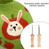 Punching Needle Embroidery Pen Stainless Steel Punching Needle Head Wood Handle Embroidery Pen for Embroidery Crafting
