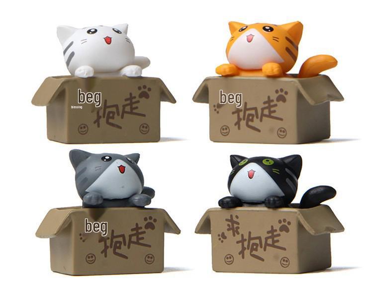 3D Plastic Cat Figurine with Puppy Eyes for Bonsai Decor