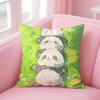 Fashion Cute Hand-Drawn Panda Animals Cushion Cover Linen Pillowcase Cover Soft Decor For Sofa Home Room