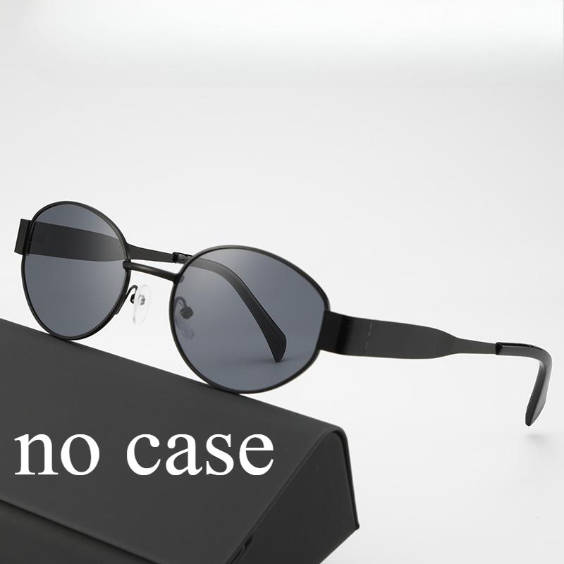 Oval Shaped Trendy Sunglasses for Travel High-end Metal Slimming Sun Shading Fashion Eyewear