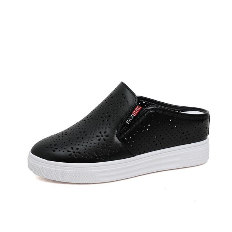 Schuhüberzug Zehenbereich Niedrig Hausschuhe Plateau Slipper Pantoletten Damenschuhe Durchbrochene Absätze Flach 2025 Sommer PU