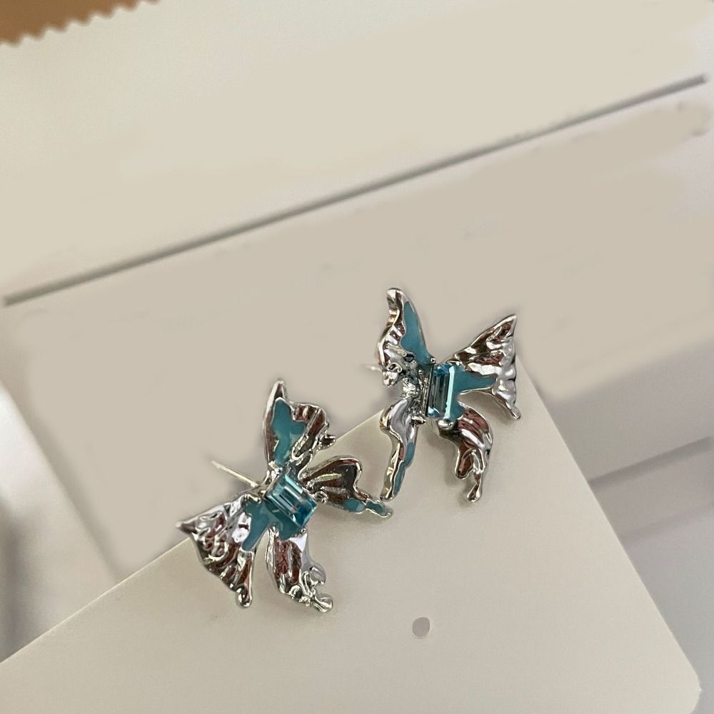 

Haze Blue Metal Earrings Portable Classic Earrings New Butterfly Earrings