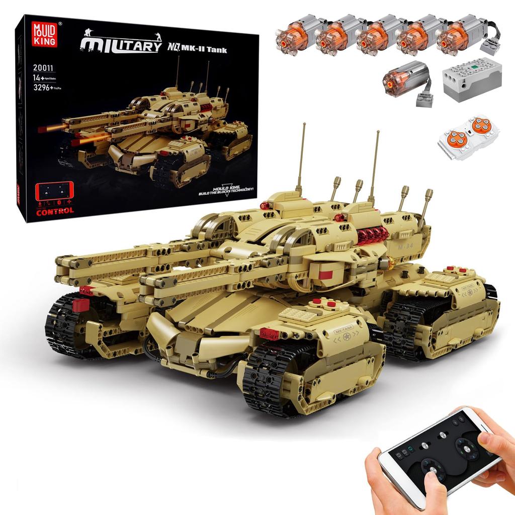 Stavebnice Mold King 20011 Technik MOC Tank War Series s aplikací a dálkovým ovládáním kompatibilní s věkovým schématem, modelem, ovládáním, sadou...