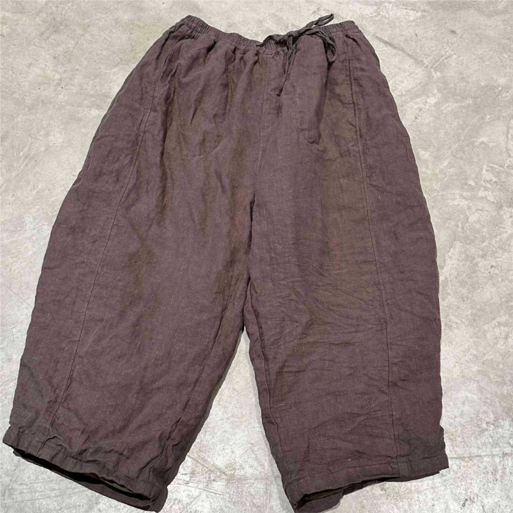 Johnature Women Vintage Winter Pants Solid Color Elastic Waist Bandage Female Warm Long Pants