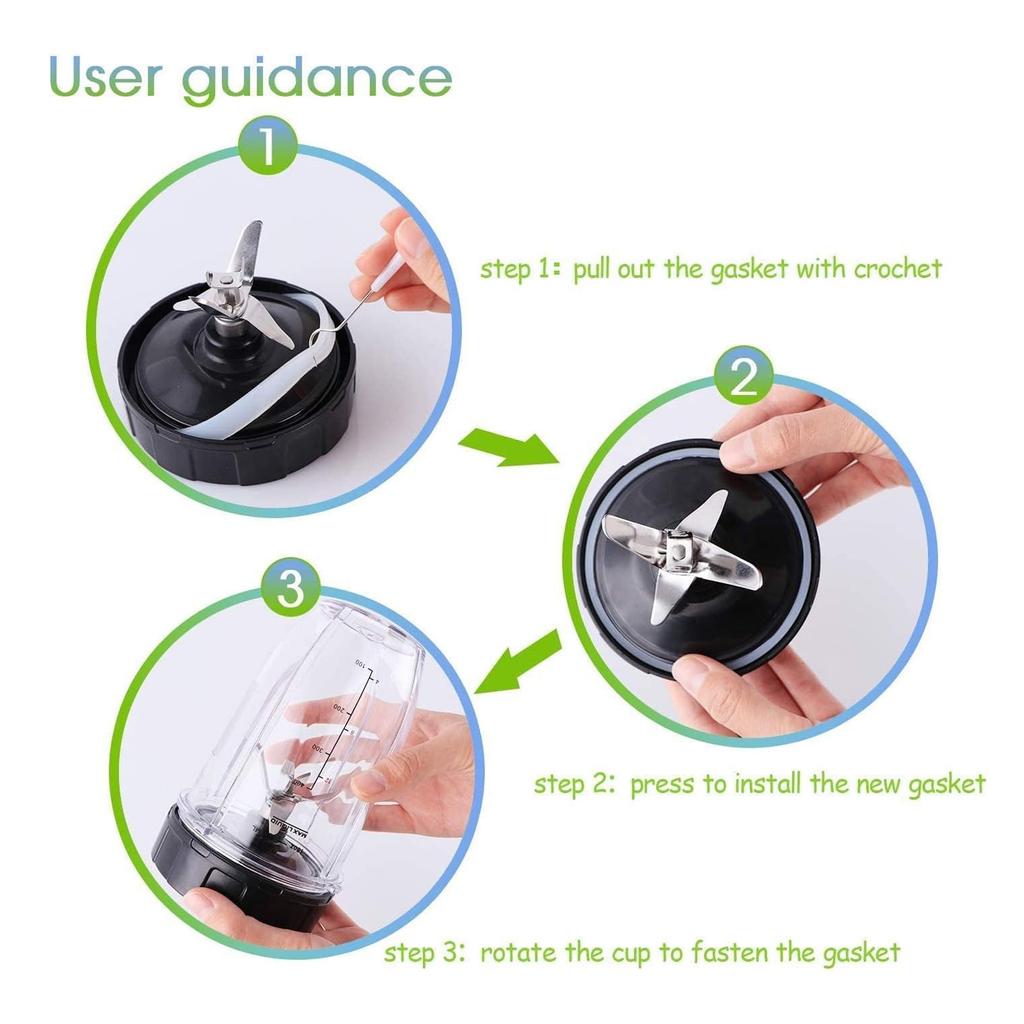 7-Fins Male Blender Blade with Rubber Gasket Replace Part Compatible for NurtiNinja AutoiQ BL480 BL482 BL642 BL682 NN102