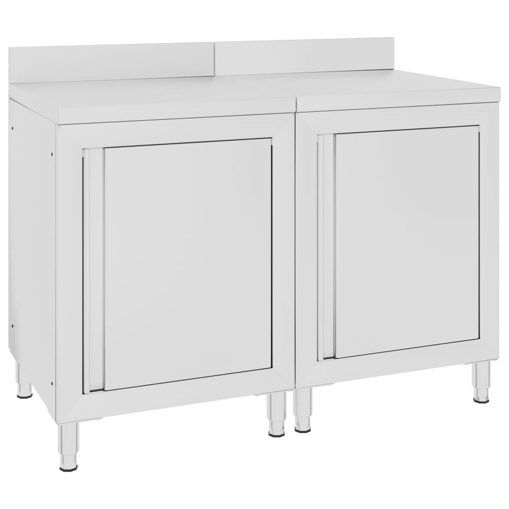 Table de travail commerciale avec armoire 120x60x96 cm Inox