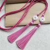 Handwoven Traditional Chinese Style Hanfu Waist Tie Belt with Ping An Pendant for Women Men Cosplay Daily Outfits