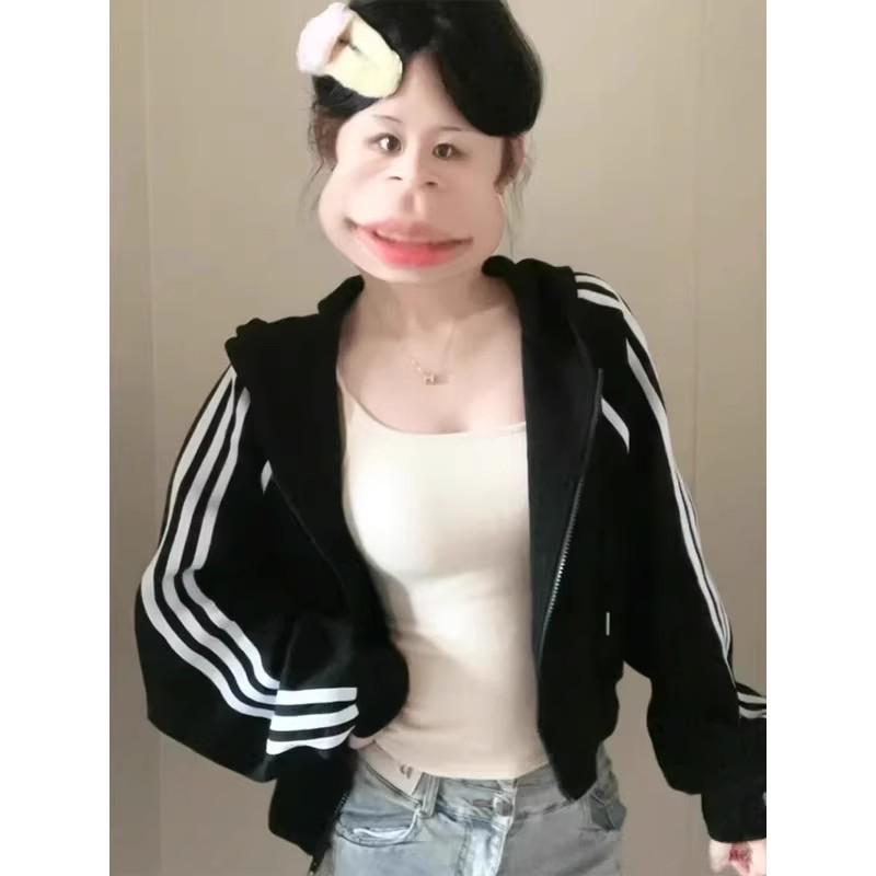 Women's Petite Three-Stripe Baseball Jacket - Spring/Autumn 2025 Korean Style